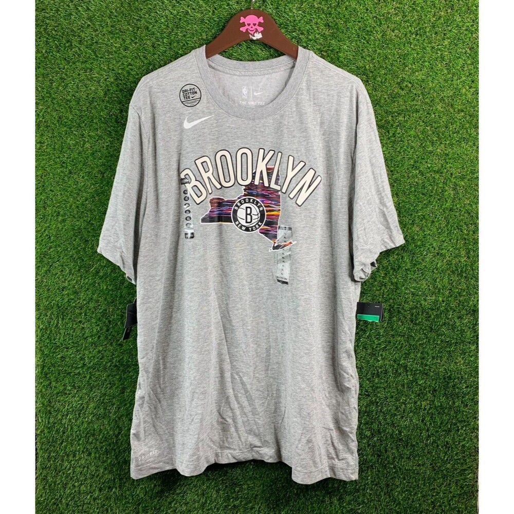 Brooklyn Nets NBA Nike City Edition Gray Bed-Stuy Dri-Fit T-shirt Men's XL